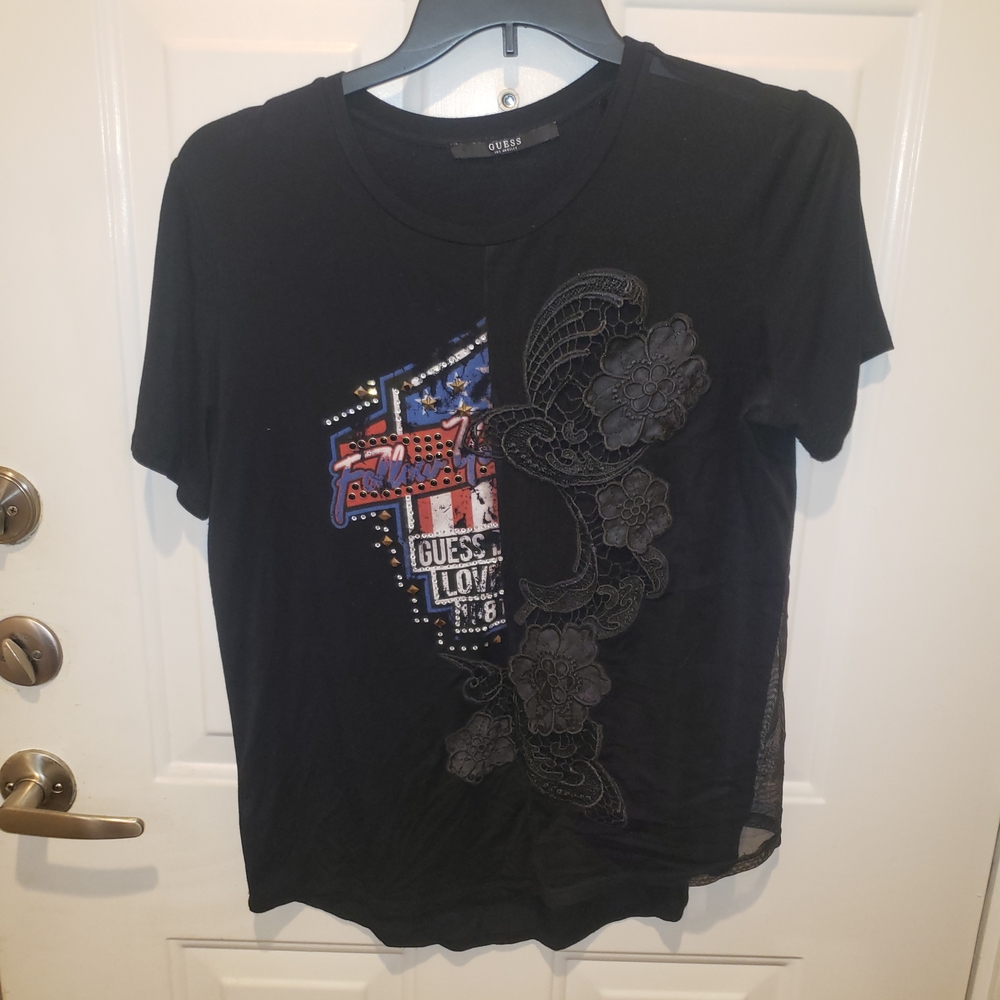 GUESS Black and Blue Graphic Tee.
